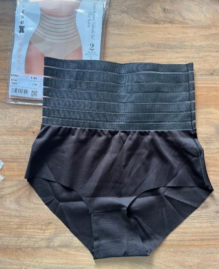 Siyah dikişsiz lazer kesim korse Külot Seti - Görsel 5