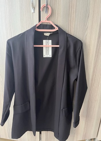 Kadın Siyah Midi Ofis Ceket
