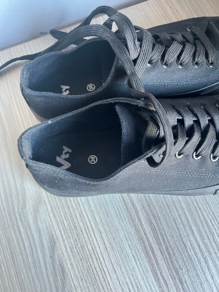 Siyah Minimalist Kadın Sneakers - Görsel 4