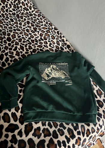 Kadın Koyu Yeşil Baskılı Sweatshirt - Görsel 2