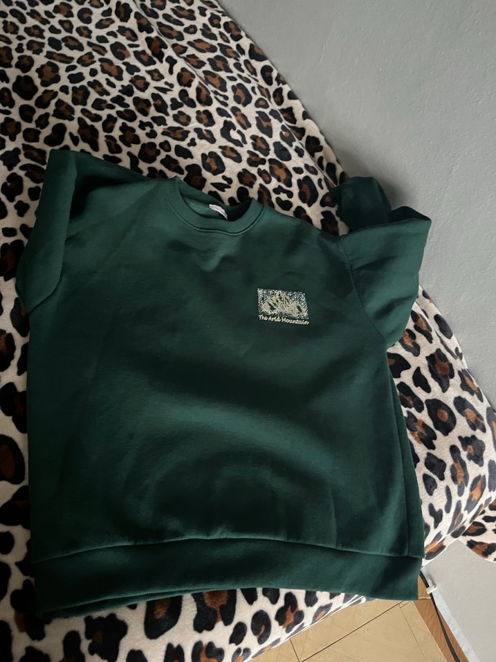 Kadın Koyu Yeşil Baskılı Sweatshirt - Görsel 4