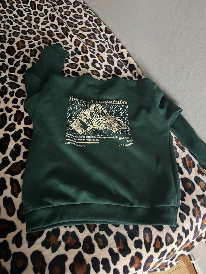 Kadın Koyu Yeşil Baskılı Sweatshirt - Görsel 5