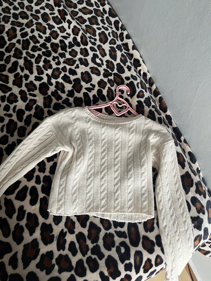 Krem Örgü Kadın Triko Kazak - Görsel 2