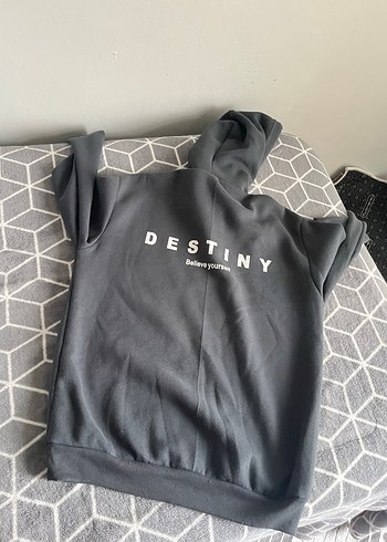 Gri Kapüşonlu Rahat Kesim Sweatshirt - Görsel 4