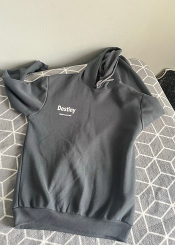 Gri Kapüşonlu Rahat Kesim Sweatshirt - Görsel 5