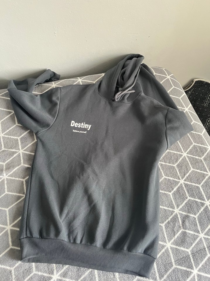 Gri Kapüşonlu Rahat Kesim Sweatshirt - Görsel 5