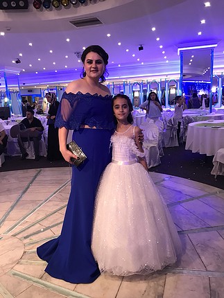 44 Beden Saks mavisi abiye güpürlü