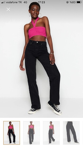 trendyolmilla siyah wide leg jean