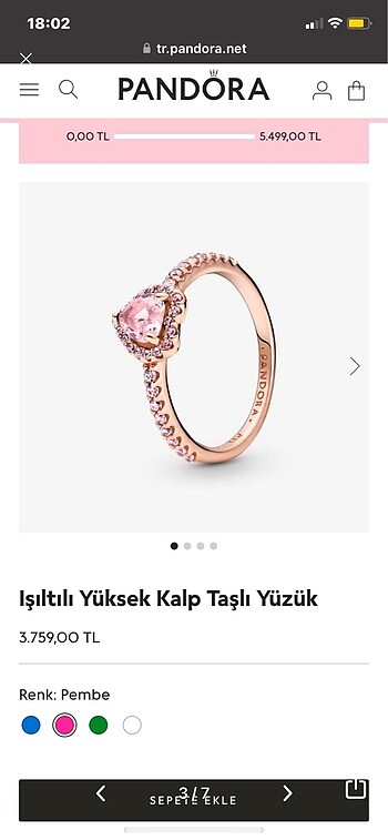 Beden Pandora Işıltılı Yüksek Kalp Taşlı Yüzük