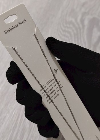 Uzun Zincirli Gri Kelebek Kolye - Görsel 3