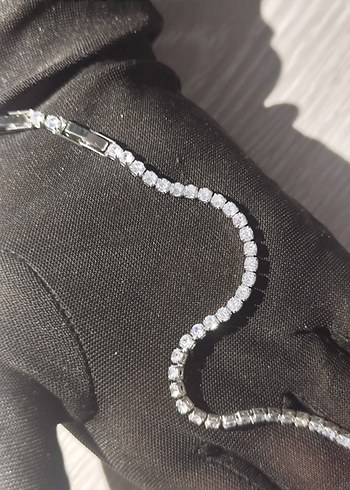 Gri Parlak Taşlı Kadın Bileklik - Görsel 5