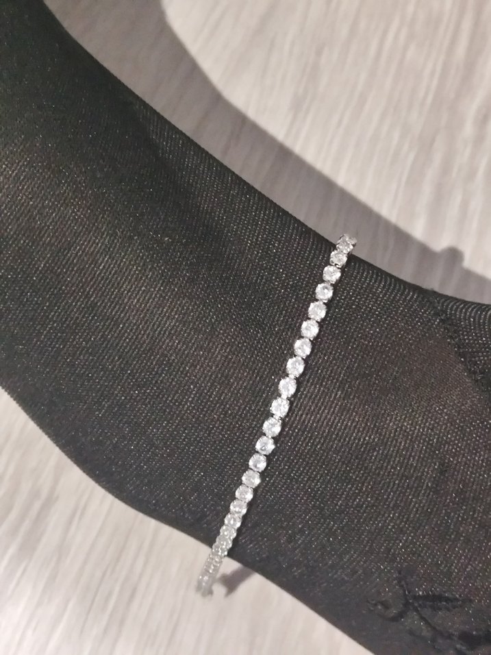 Gri Parlak Taşlı Kadın Bileklik - Görsel 2