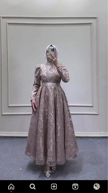 38 Beden camel Renk Tesettür Abiye