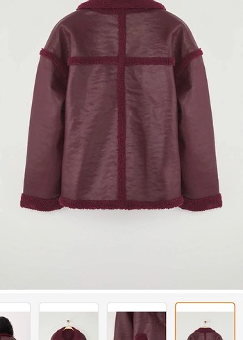 Bordo Süet Kadın Kürk Detaylı Ceket - Görsel 3