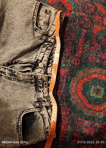 Rahat Kesim Gri Mavi Batik Desenli Kadın Kot - Görsel 3