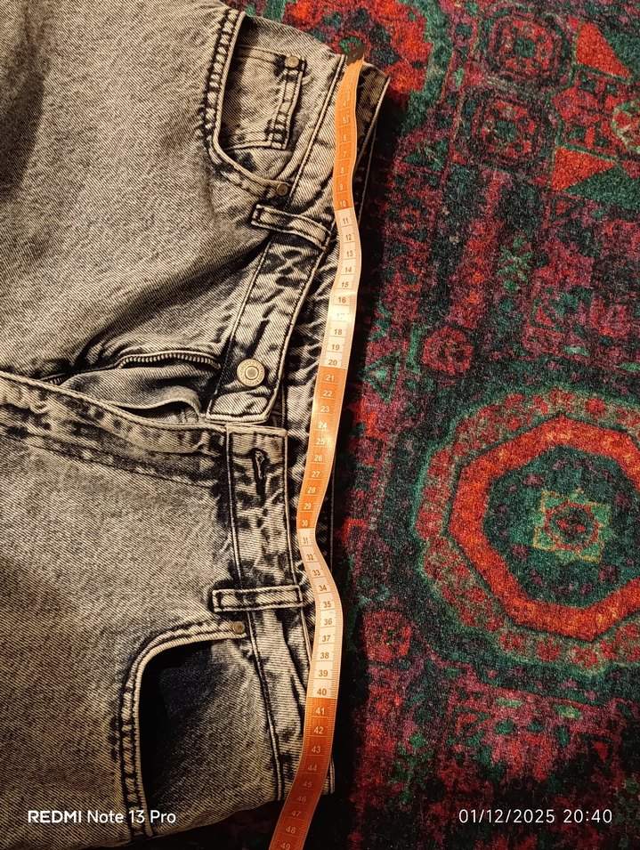 Rahat Kesim Gri Mavi Batik Desenli Kadın Kot - Görsel 3