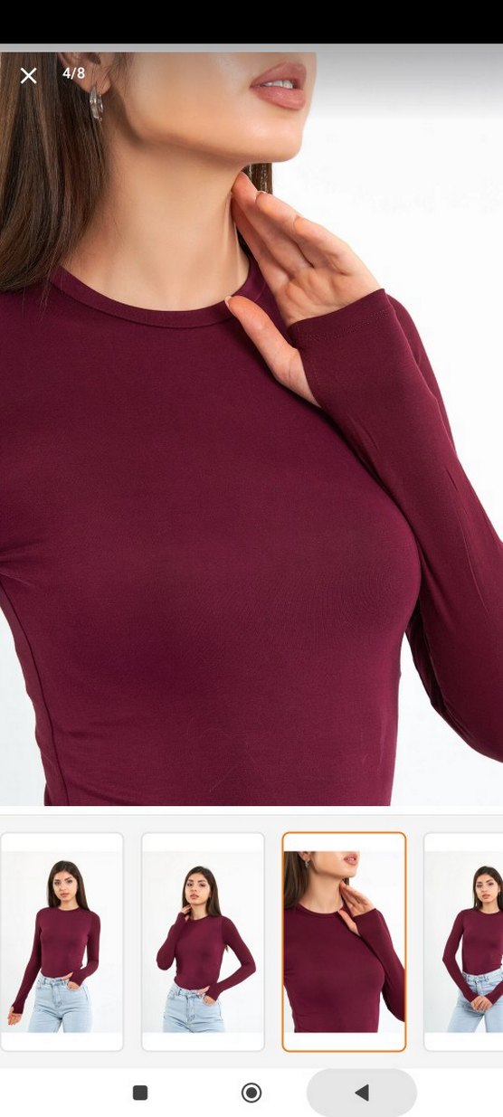 Bordo  parmak detaylı Uzun Kollu Kadın Bluz - Görsel 2