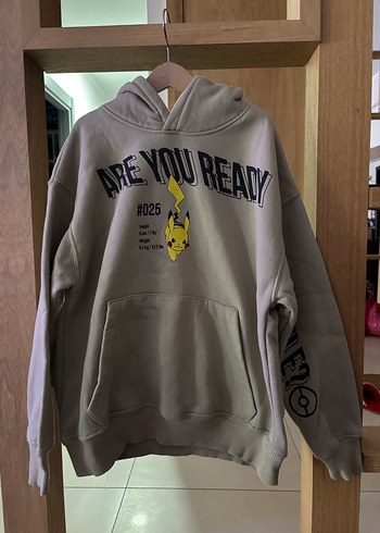 10 Yaş Beden Gri Kapüşonlu Street Wear Sweatshirt