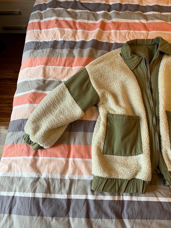 Kadın Haki Beyaz Oversize Ceket - Görsel 2