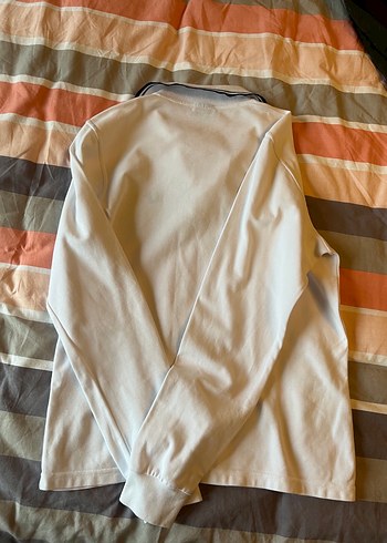 Beyaz Uzun Kollu Polo Tişört - Görsel 3