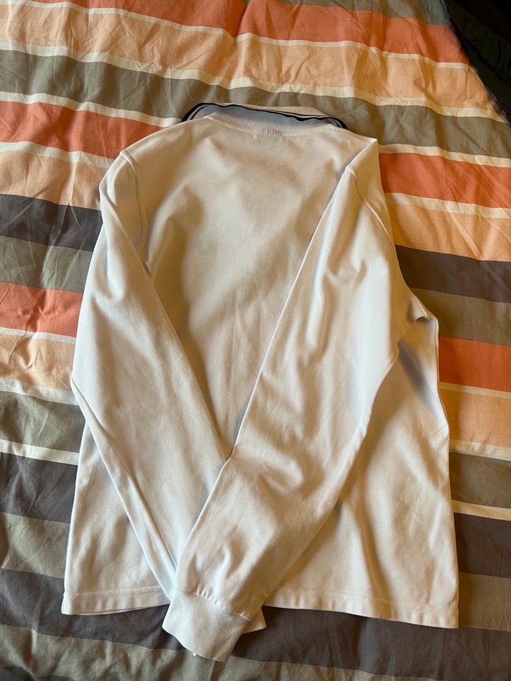 Beyaz Uzun Kollu Polo Tişört - Görsel 3