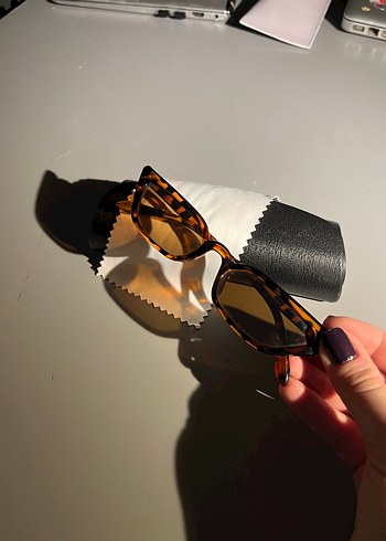 Kahverengi Leopar Desenli Vintage Kadın Gözlüğü - Görsel 3