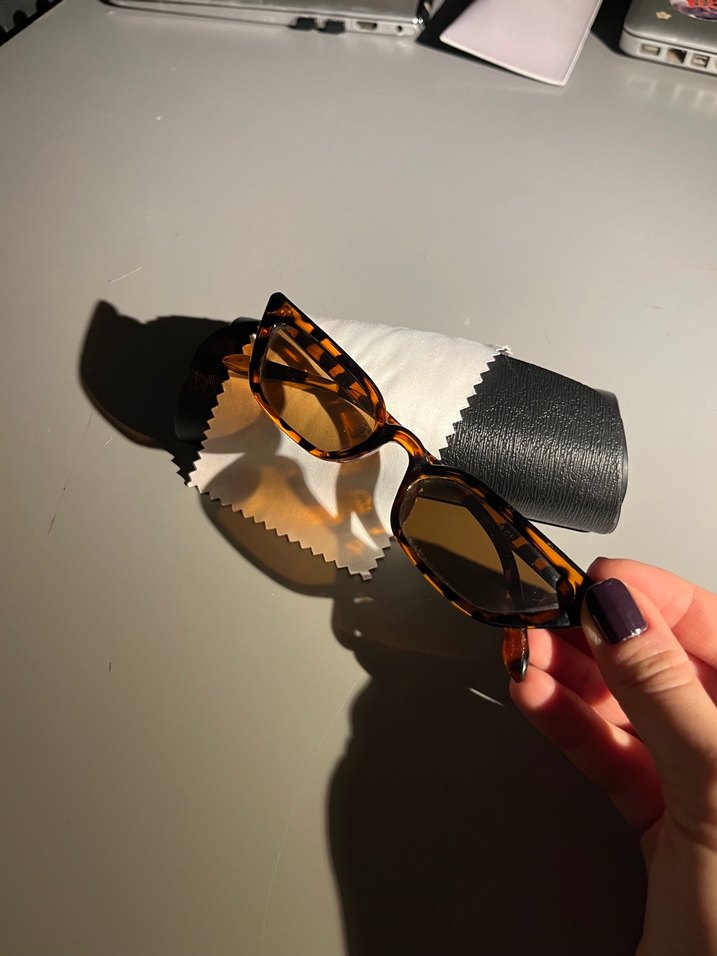 Kahverengi Leopar Desenli Vintage Kadın Gözlüğü - Görsel 3