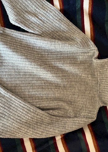 Gri Balıkçı Yaka Örgü Kadın Kazak - Görsel 4