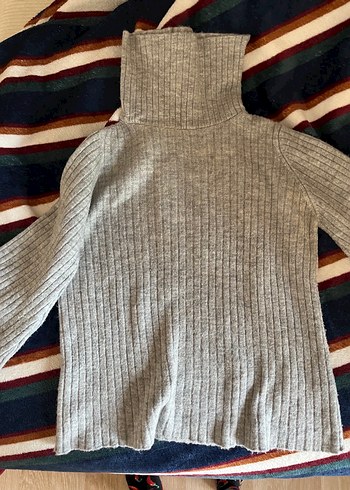 Gri Balıkçı Yaka Örgü Kadın Kazak - Görsel 2