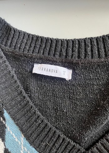 V Yaka Örgü Kadın Süveter - Görsel 2