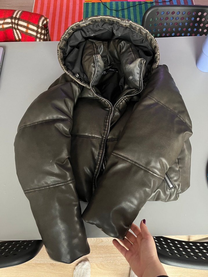 Kahverengi Bomber Deri Kadın Mont Zara - Görsel 3