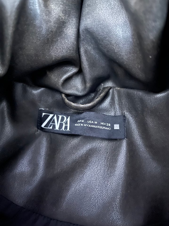 Kahverengi Bomber Deri Kadın Mont Zara - Görsel 2