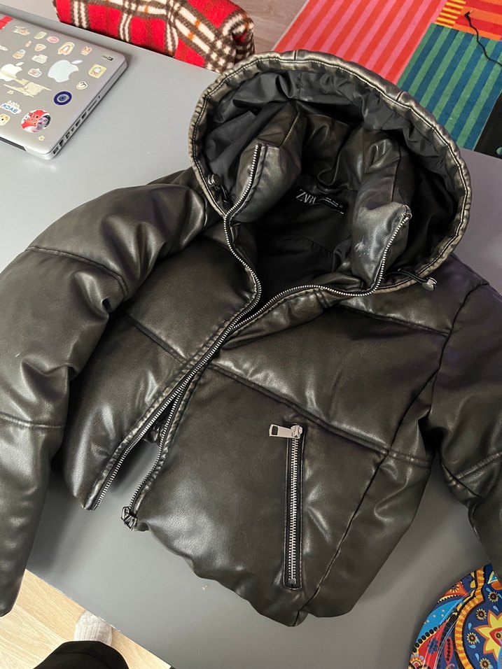 Kahverengi Bomber Deri Kadın Mont Zara - Görsel 4