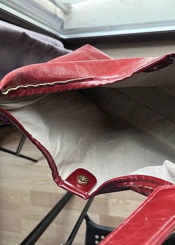 Bordo Parlak Deri Vintage Kadın Çanta - Görsel 6