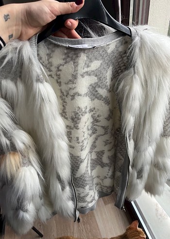 Beyaz Kadın Kürk Detaylı Hırka Zara - Görsel 5