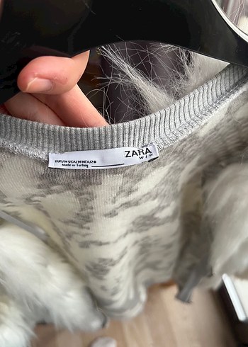 Beyaz Kadın Kürk Detaylı Hırka Zara - Görsel 4