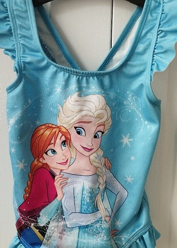 LC Waikiki Mavi Kız Çocuk Elsa Baskılı Fırfırlı Mayo