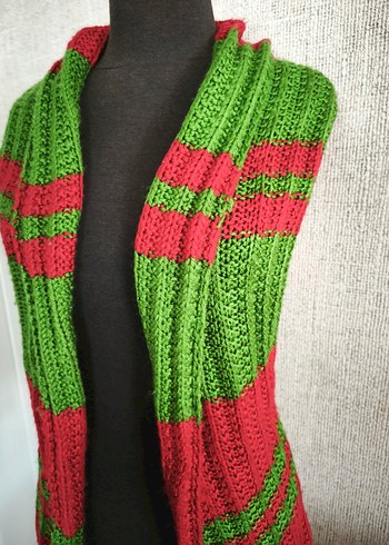 Renkli Örgü Kadın Şal yelek - Görsel 2