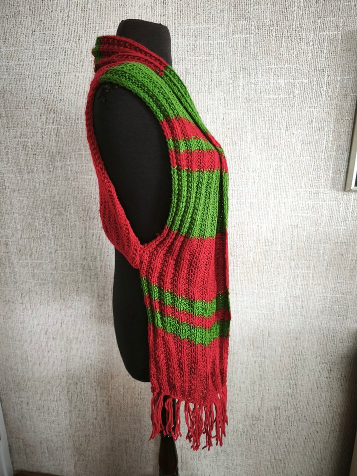 Renkli Örgü Kadın Şal yelek - Görsel 3