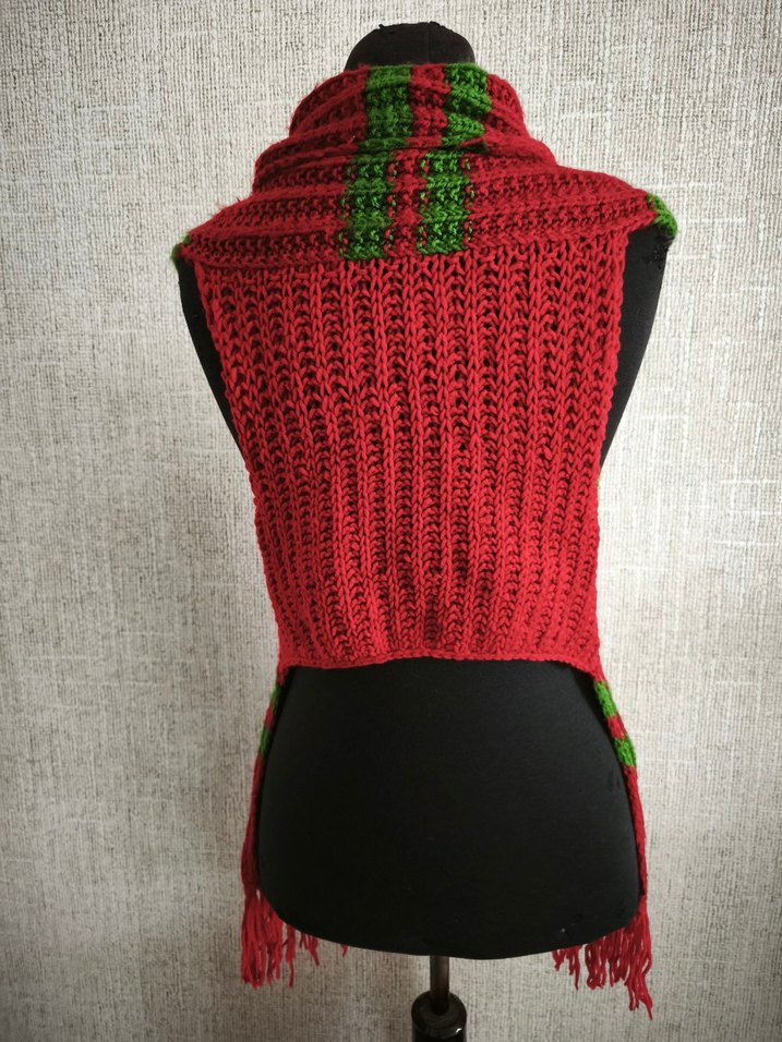 Renkli Örgü Kadın Şal yelek - Görsel 4