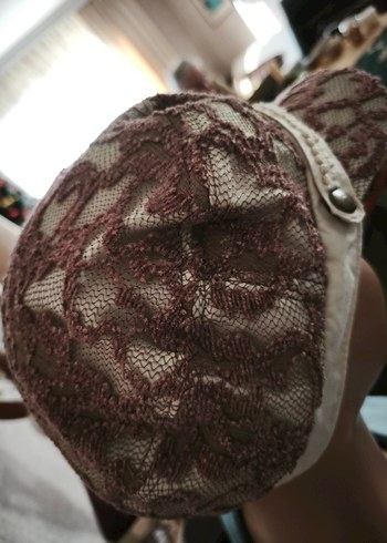 Bej Dantel Detaylı Bohem Kadın Şapka - Görsel 4