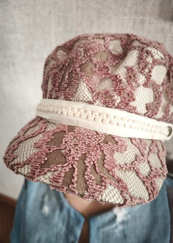 Bej Dantel Detaylı Bohem Kadın Şapka - Görsel 2