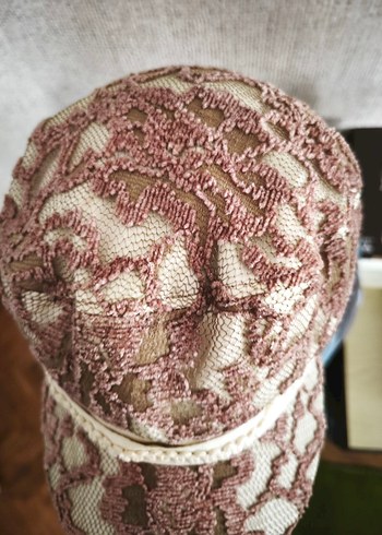 Bej Dantel Detaylı Bohem Kadın Şapka - Görsel 5