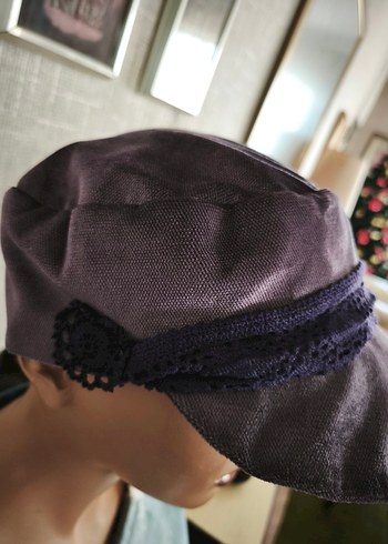 Kadın Mor  kadife Şapka - Görsel 3