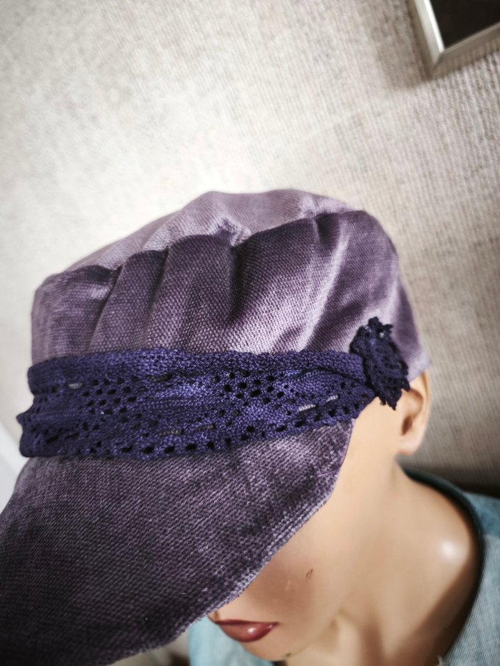 Kadın Mor  kadife Şapka - Görsel 2