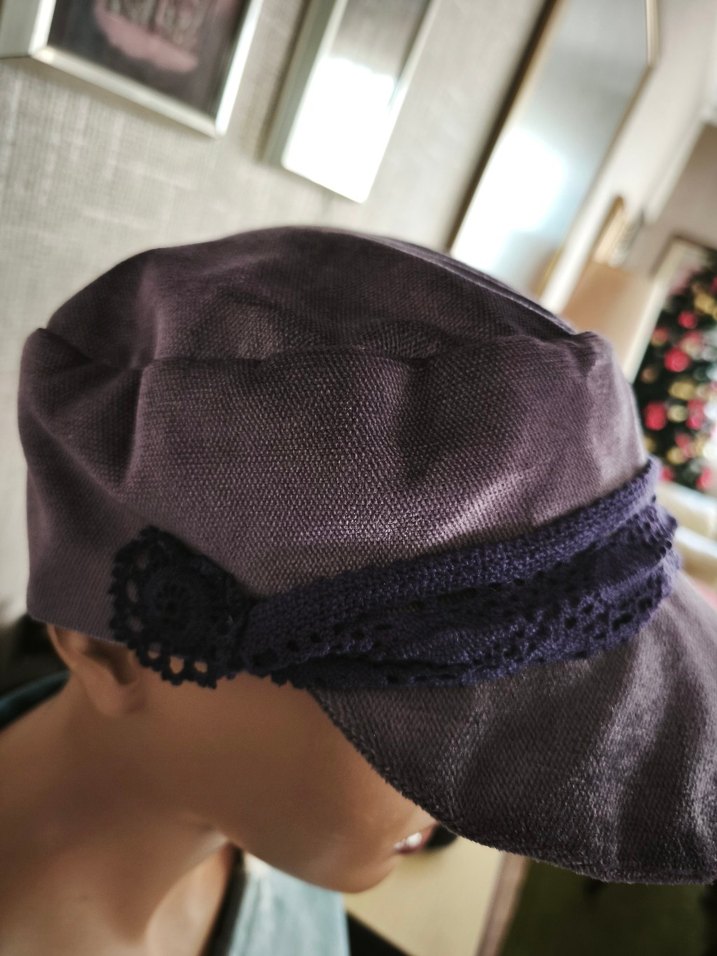 Kadın Mor  kadife Şapka - Görsel 3