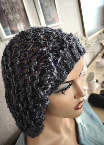 Gri Örgü Kadın Bere - Görsel 3