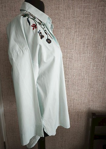 Nakışlı, Düğmeli, Uzun Kollu Pamuklu Gömlek - Görsel 4