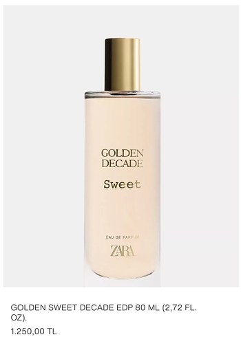 Zara Golden Decade Sweet Kadın Parfümü 80 ml - Görsel 3