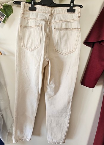 Bej Kadın Regular Fit Pamuk Mom Jean - Görsel 7